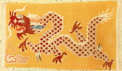 Drachenteppich, Nepal, ca. 60 Jahre, Wolle auf Baumwolle, ca. 103 x 61 cm, EHZ: 2