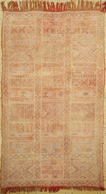Seiden Sumakh, Marokko, ca. 50 Jahre, Seideauf Baumwolle, ca. 185 x 111 cm, EHZ: 1-2
