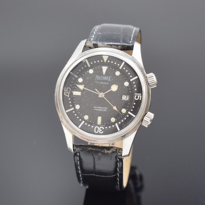 PRECIMAX Herrenarmbanduhr in Stahl, Schweiz um 1965, Automatik, geschr. Boden innen sign. Super-Compressor, Patent-Nr. 317537 u. 337462, schwarzes ...