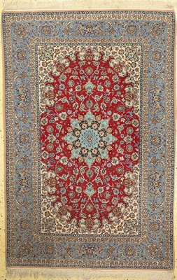 Esfahan fein, Persien, ca. 50 Jahre, Korkwolle mit und auf Seide, ca. 235 x 157 cm,EHZ: 1-2