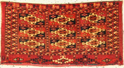 Tekke Torba antik, Turkmenistan, um 1900, Wolle auf Wolle, ca. 75 x 40 cm, EHZ: 2-3