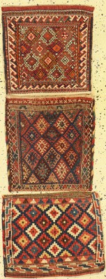 3 Taschen antik, Persien, um 1910/1920, Wolle auf Wolle, ca. 45 x 40 cm, EHZ: 2