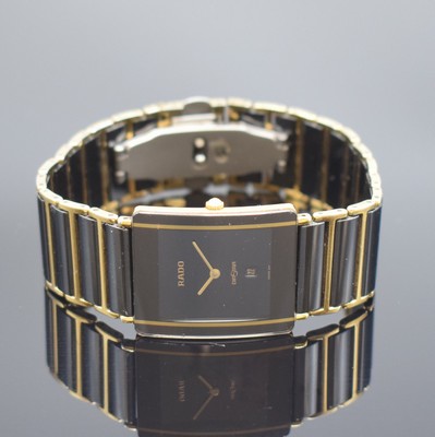 RADO Diastar Herrenarmbanduhr Referenz 160.0282.3, Schweiz um 1995, quarz, Geh. in Stahl teils verg., Keramik-Gliederband m. dopp. Faltschl. (zu ...
