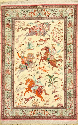 Ghom Seide fein, Persien, signiert(Sadeghzadeh), ca. 40 Jahre, reine Naturseide, ca. 155 x 103 cm, EHZ: 1-2