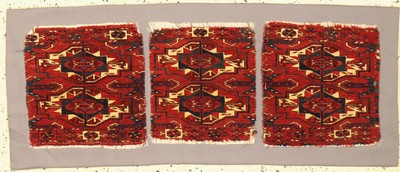 Tekke Torba antik, Turkmenistan, 19.Jhf, Wolle auf Wolle, ca. 93 x 31 cm, (3 kleine Fragmente), EHZ: 2