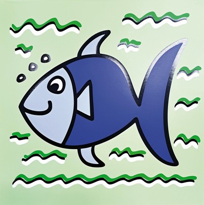 James Rizzi, geb. 1950-2011, ICONS II, "Fisch", Farbserigrafie,verso sign num. 74/99, dat. 2008, ca. 60x60 cm