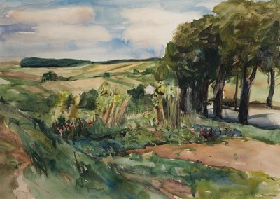 Otto Dill, 1884 Neustadt a.d. Weinstraße-1957 Bad Dürkheim, Landschaft und Garten in der Pfalz, Aquarell auf Papier, rechts unten signiert, ca. ...