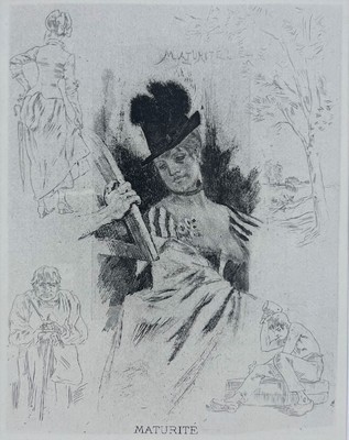 Felicien Rops, 1833-1898, Konvolut aus 2 Werken, "La Repetition" "Maturite", Radierung a. Bütten, Veröffentlichung: ...