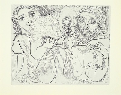 Pablo Picasso, 1881-1973, Konvolut aus 2 Kunstdrucken je unter PP, je gesamt ca. 40x50 cm