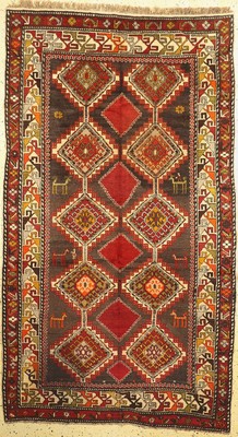 Schirwan antik, Kaukasus, um 1910/1920, Wolle auf Wolle, ca. 280 x 160 cm, leicht verfärbt, EHZ: 2, (Trittfalten)