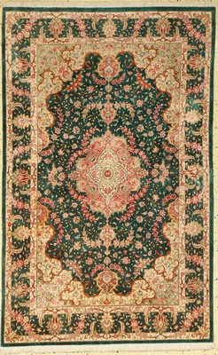 Ghom Seide fein, Persien, ca. 40 Jahre, reine Naturseide, ca. 158 x 101 cm, ca. 1,0 Mio. Kn/qm, EHZ: 1-2