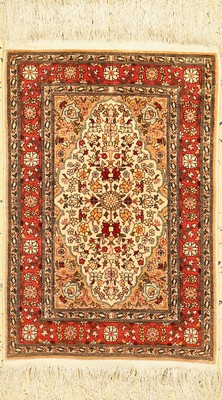 Hereke Seide fein, Türkei, signiert, ca. 50Jahre, reine Naturseide, ca. 64 x 45 cm, ca. 800.000 Kn/qm, EHZ: 1