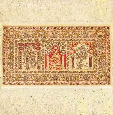 Hereke Seide fein, Türkei, signiert, ca. 50Jahre, reine Naturseide, ca. 38 x 69 cm, ca. 800.000 Kn/qm, EHZ: 1