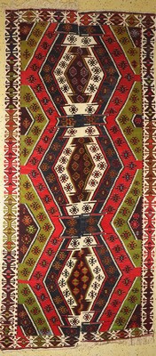 Anatol Kelim alt (2 Bahnen), Türkei, um 1940, Wolle auf Wolle, ca. 400 x 183 cm, EHZ: 1-2