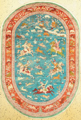 Ghom Seide alt, Persien, ca. 50 Jahre, reine Naturseide, ca. 200 x 137 cm, EHZ: 1-2
