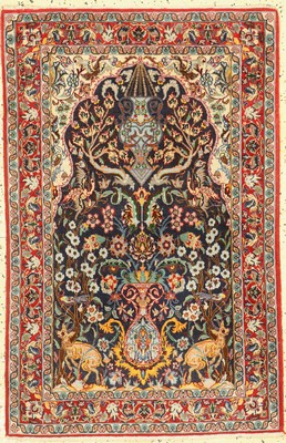 Esfahan fein, Persien, ca. 50 Jahre, Korkwolle mit und auf Seide, ca. 108 x 70 cm, ca. 1,0 Mio. Kn/qm, EHZ: 1-2
