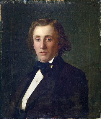 Frederik Vermehren, 1823-1910, Porträt des Johannes Heimdal Fenger (1841-1925), Stadtbaumeister in Randers, Öl/Lwd, rechts unten monogr. FV und ...