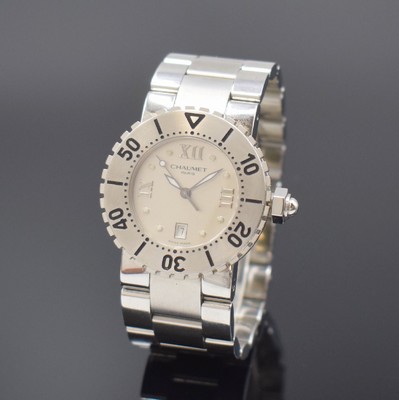 CHAUMET Class One Damenarmbanduhr in Stahl, Schweiz um 2010, quarz, Ref. 622, Boden 6- fach verschr., orig. Gliederband m. dopp. Faltschl., Lünette ...