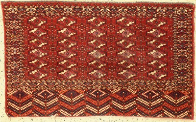 Tekke Tschowal fein antik, Turkmenistan, 19.Jhd, Wolle auf Wolle, ca. 117 x 74 cm, EHZ:3