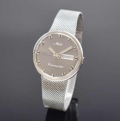 MIDO Commander Herrenarmbanduhr am Milanaiseband in Stahl, Schweiz 1995, Automatik, Ref. 636-8429, Monocoque-Geh., integr. Milanaiseband, orig. ...
