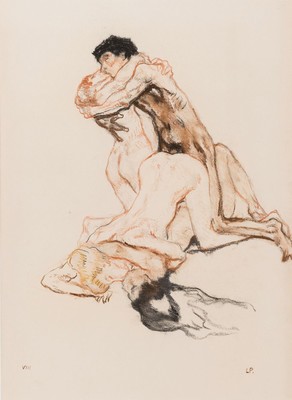 Leo Putz, 1869 - 1940, erotische Darstellung, monogrammiertes Pastell aus einer Folge von 14 erotischen Pastellen, num. VIII, um 1924, ...