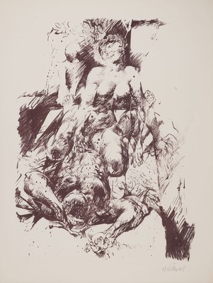 Willi Sitte, 1921 Kratzau-2013 Halle, 2 Lithographien auf Karton, Stehendes Paar (Apoll und Daphne), signiert u. datiert 1969, Ars ...