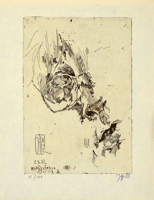 Horst Janssen, 1929-1995, Magdalena Grüsse III, Radierung von 1982, handsigniert, dat., num. 15/100, ca. 25.5x18cm, dazu Buchband: Paranoia, ...