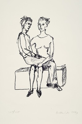 Stephan Balkenhol, geb. 1957 Fritzlar, Paar, Lithographie von 1993, handsign. und dat., num. 125/175, Blattgr. ca. 57x38cm