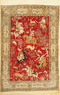 Ghom Seide alt, Persien, um 1960, reine Naturseide, ca. 160 x 110 cm, EHZ: 1-2