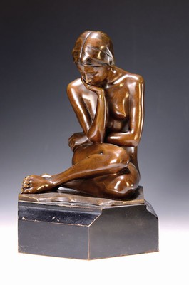 Erotika Bronzefigur von Luise Ferdern -Staudinger, 1879 Worms-1967 Darmstadt, Bildhauerklasse bei Ludwig Habich, Studien in Paris, 1908-1917 ...