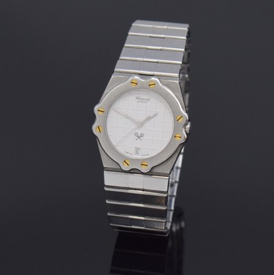 CHOPARD St. Moritz Armbanduhr in Edelstahl Referenz 26/8025-13, Schweiz um 1990, quarz, Stülpgeh. mit 8-fach verschr. Lünette, Gliederband m. dopp. ...