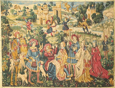 Maschinengewebter Gobelin, Frankreich, datiert 1978 , Wolle, ca. 180 x 140 cm, EHZ: 1