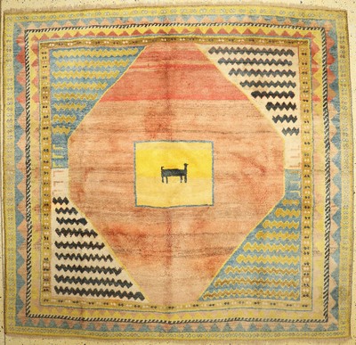Gabbeh alt, Persien, ca. 50 Jahre, Wolle auf Wolle, ca. 242 x 256 cm, verblasst, EHZ: 1-2