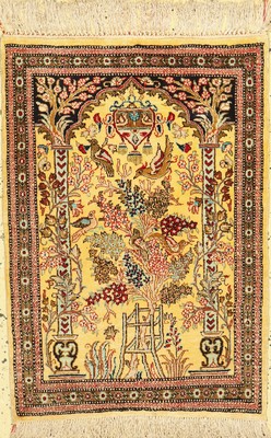 Ghom Seide alt, Persien, ca. 60 Jahre, reine Naturseide, ca. 83 x 60 cm, EHZ: 1