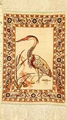 Hereke Seide fein, Türkei, um 1960, reine Naturseide, ca. 53 x 37 cm, ca. 1,0 Mio. Kn/qm, EHZ: 1-2
