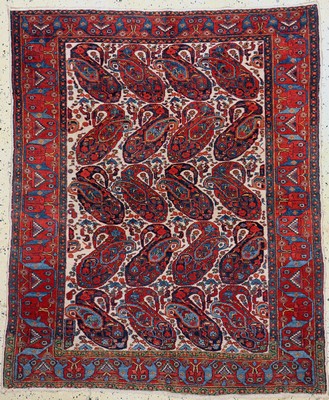 Antiker Khamseh, Persien, um 1910, Wolle auf Baumwolle, ca. 156 x 133 cm, minimal verkürzt, EHZ: 2