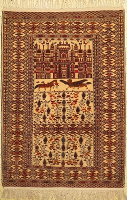 Zakini fein, Afghanistan, ca. 50 Jahre, Wolle auf Seide, ca. 195 x 135 cm, EHZ: 1-2