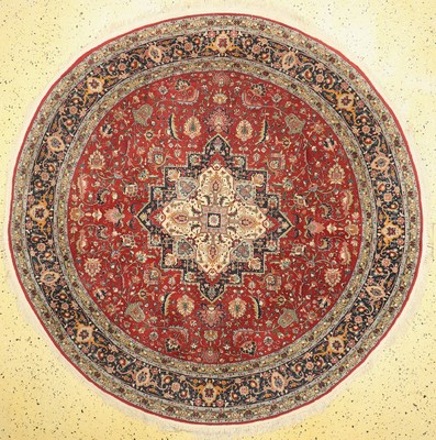 Täbriz fein, China, ca. 50 Jahre, Korkwolleauf Baumwolle, durchmeßer: 200 cm, EHZ: 2