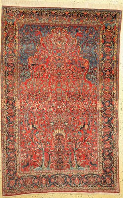 Antiker Manchester Keschan, Persien, um 1900, Manchester Korkwolle, ca. 204 x 133 cm, EHZ: 1-2, eine Seite Fransen erneuert, restauriert.