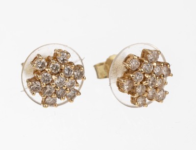 Paar 14 kt Gold Brillant-Ohrstecker, GG 585/000, Brillanten zus. ca. 0.75 ct Weiß/si, ca. 2.1 g
