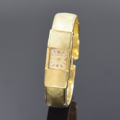 CERTINA Damenspangenuhr in GG 585/000, Schweiz um 1960, Handaufzug, 2-teil. Gehäuse, Boden aufgedr., bewegl. Spange in GG 585/000 dell., silb. ...