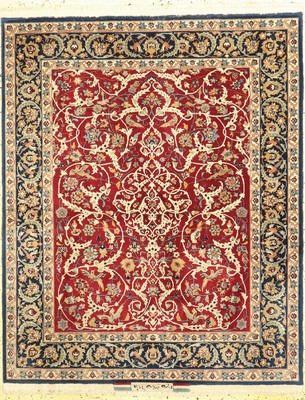 Esfahan fein, China, ca. 50 Jahre, Korkwolle mit und auf Seide, ca. 160 x 126 cm,EHZ: 1-2