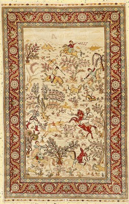Hereke Seide fein, signiert, Türkei, um 1960, reine Naturseide, ca. 125 x 80 cm, ca. 1,0 Mio. Kn/qm, EHZ: 2-3