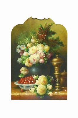 Wagner, Kunstmaler des frühen 20.Jh., Stillleben, Pfingstrosenstrauß, gekonnte Wiedergabe der Stofflichkeit an den unterschiedlichen Materialien, ...
