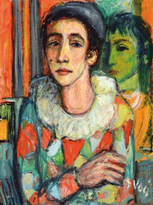 Antonio Diego Voci, 1920 Gasperina-1985 Taunusstein, Studium an der Akademie Florenz, "Harlekin" so verso auf altem Etikett bez., ...