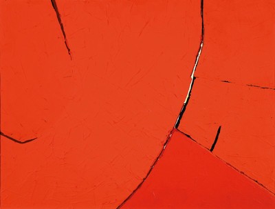 Franco Ferrari, 1929 Sondrio - 2000, Studiumin Mailand und Rom, Komposition in rot, 1989, unleserlich bez. "Tramonto...", verso signiertund ...
