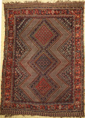 Khamseh antik, Persien, um 1900, Wolle auf Wolle, ca. 230 x 160 cm, EHZ: 2-3, kleines Loch