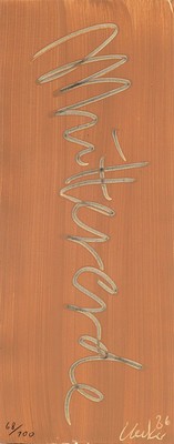 Günther Uecker, geb. 1930, Mischtechnik: Asche, Sand und Lehm auf dickem Karton , Schriftzug "Muttererde", material technisch bedingter ...