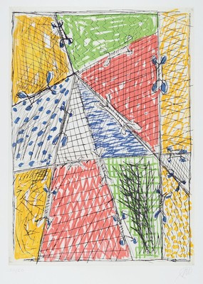 Markus Lüpertz, geb. 1941 Liberec, Farbradierung auf dickem Büttenkarton, Komposition von 1993, Ed. 20/20, monogrammiert, Blatt 90x68 cm, unter ...