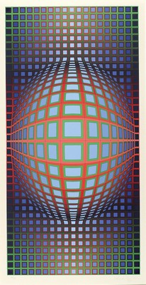 Victor Vasarely, 1908 - 1997, Farbsiebdruck auf festem Velin, rechts unten handsigniert und links unten nummeriert 62/250 aus 1981, 115.5 x 71cm, ...